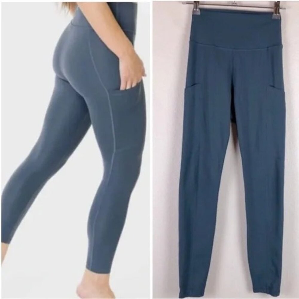 Zyia Active Hero Blue Slate Pocket Hi-Rise 7/8 Leggings size 6-8